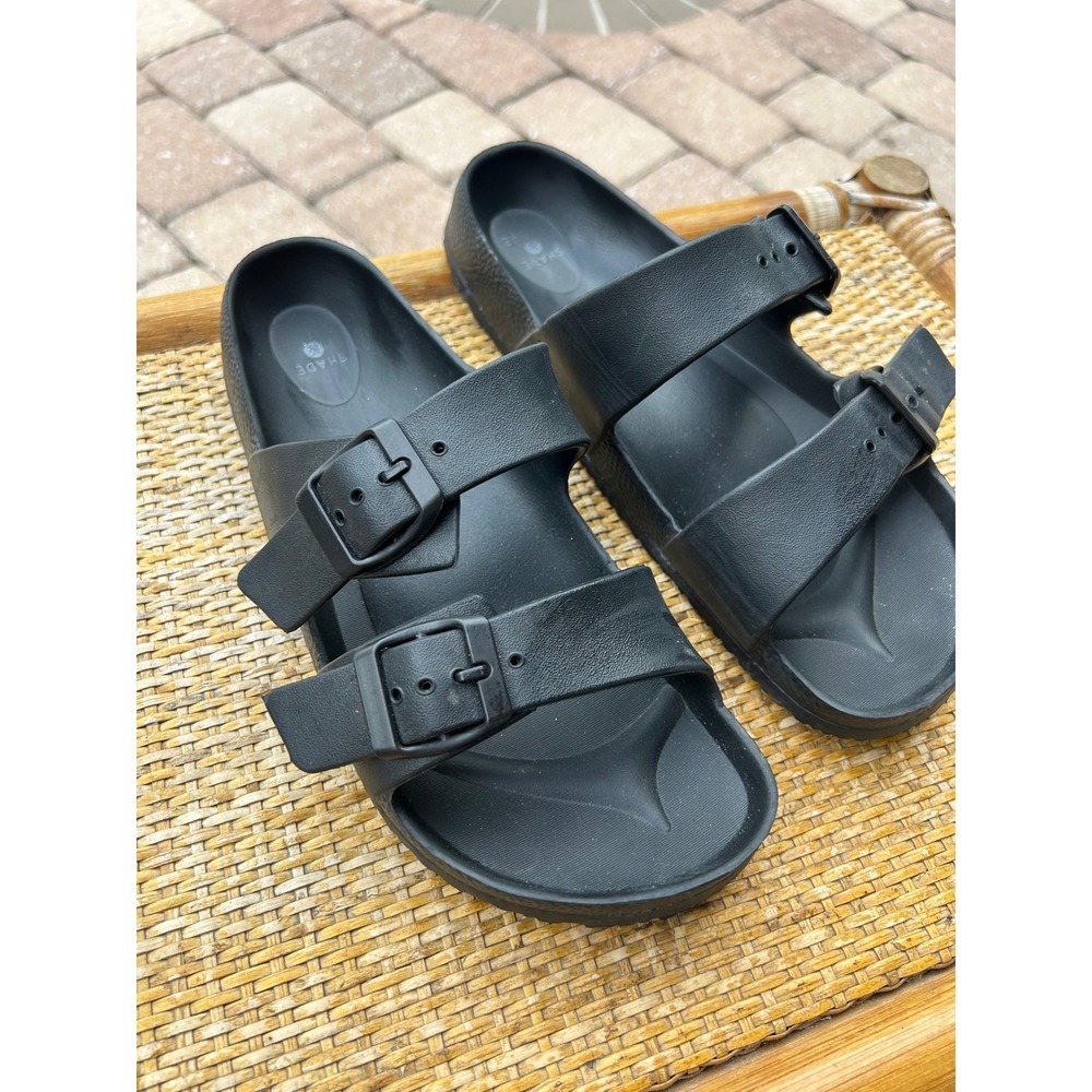 Shade & Shore Neida Black EVA Two Band Slide Sandals Women Size 9 Waterproof